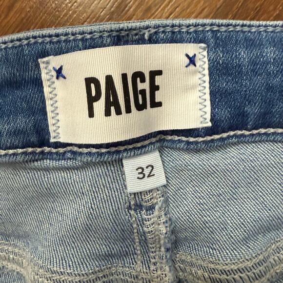 Paige Colette Crop Flare Jeans Raw Hem Casual Boho Minimalist Chic Denim Sz 32 - Picture 7 of 8